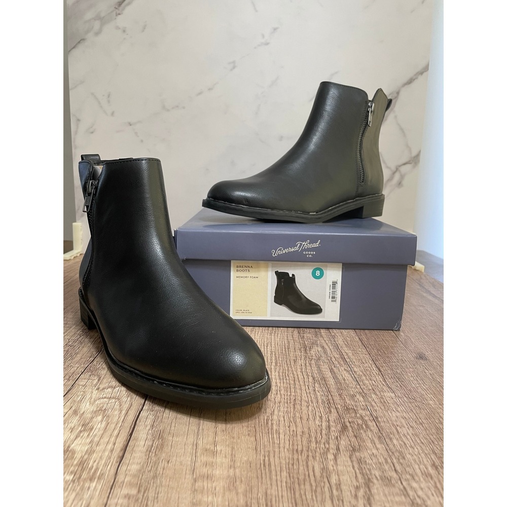 Universal Thread Bronna Booties Ankle Boots‎ Side Zip Black Size 8